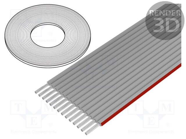 Wire: ribbon; flat; 1.27mm; stranded; Cu; 16x28AWG; unshielded; PVC