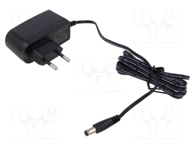Power supply: switched-mode; plug; 12VDC; 12W; Plug: EU; 84%; black