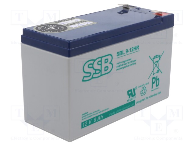 Re-battery: acid-lead; 12V; 9Ah; AGM; maintenance-free