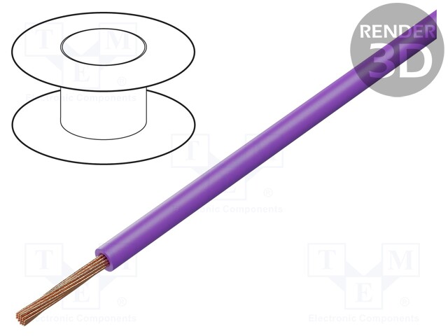 Wire; FLRY-B; stranded; Cu; 0.75mm2; PVC; violet; 60V; 500m; Class: 5