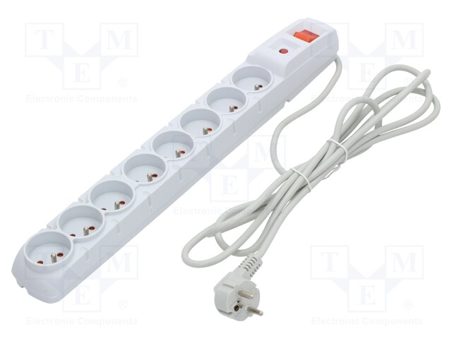 Plug socket strip: protective; Sockets: 8; 230VAC; 10A; 480g