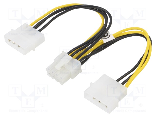 Cable: mains; PCI-E 8pin male,PC socket Molex x2; 0.15m