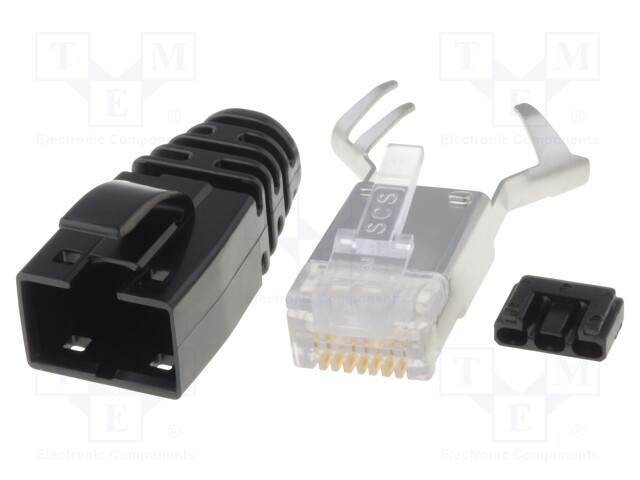 Plug; RJ45; PIN: 8; shielded; Layout: 8p8c; IDC,crimped; for cable