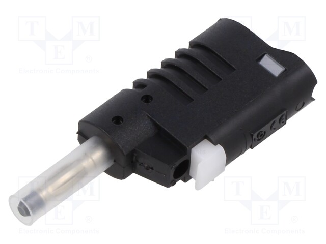 Plug; 4mm banana; 36A; 30VAC; 60VDC; black; insulated; 58.6mm