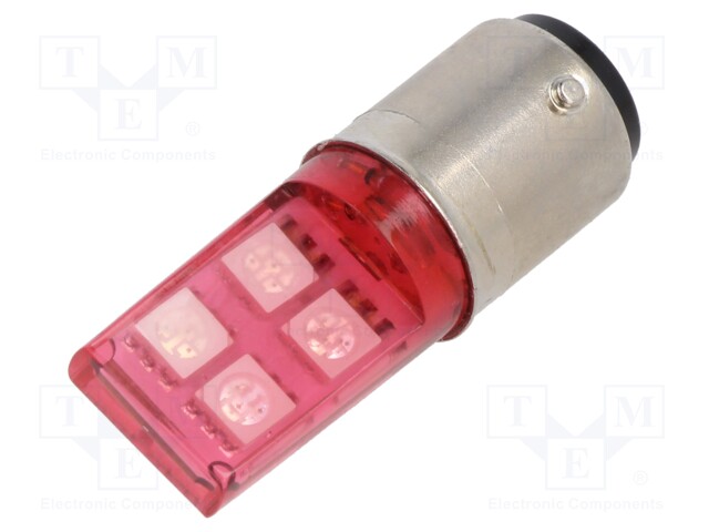 LED lamp; red; BA15D; 230VAC