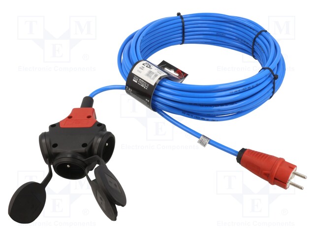 Extension lead; Sockets: 3; PUR; blue; 3x1,5mm2; 25m; 16A