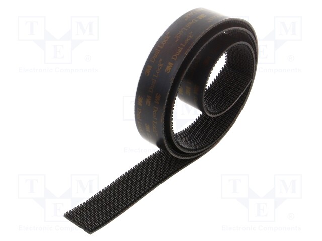 Tape: hook and loop; W: 25mm; L: 1m; Thk: 5700um; acrylic; black