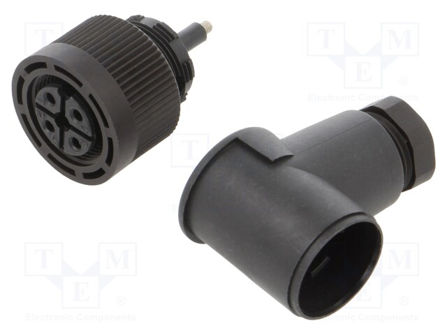 Plug; M18; PIN: 4; female; A code; IP65; 250V; 4A; angled 90°; 0.75mm2