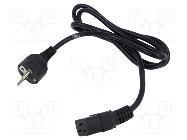 Cable; 3x1.5mm2; CEE 7/7 (E/F) plug angled,IEC C19 female; PVC