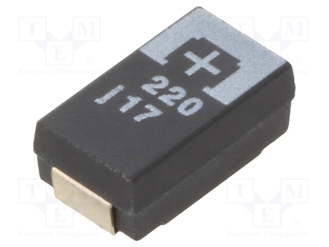 Capacitor: tantalum-polymer; 220uF; 6.3VDC; TPE; SMD; ±20%; 2000h