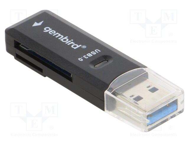 Card reader: memory; USB A plug; USB 3.0; black