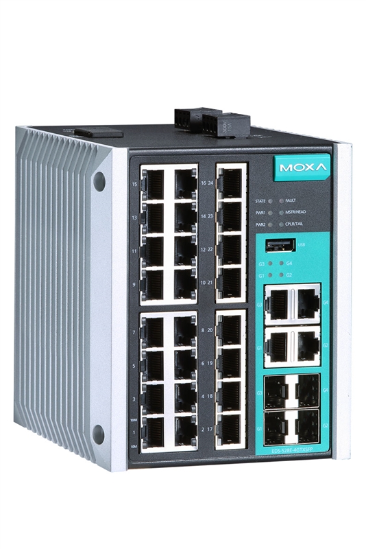 MOXA EDS-528E-4GTXSFP-LV Gb Ethernet switch with 24 10/100BaseT(X)