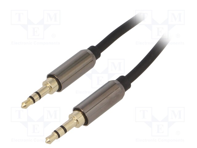 Cable; gold-plated; Jack 3.5mm 3pin plug,both sides; 1m; black