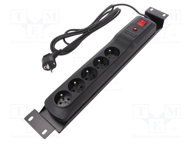 Plug socket strip: protective; Sockets: 5; 250VAC; 10A