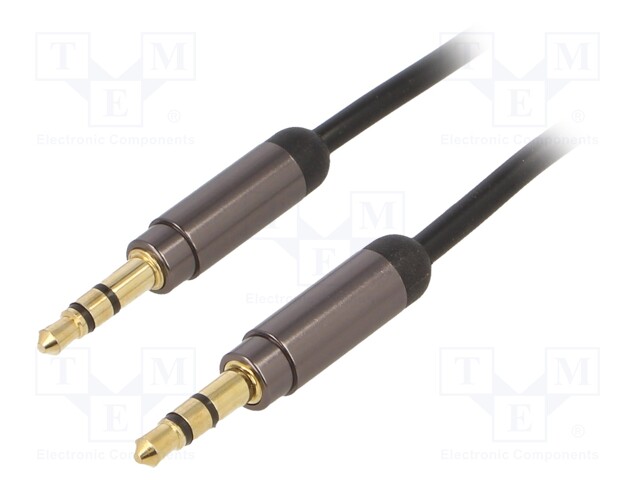 Cable; Jack 3.5mm 3pin plug,both sides; 1.8m; black