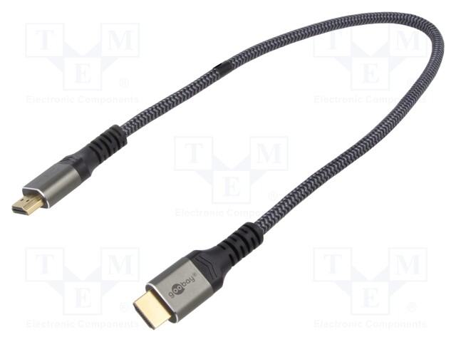 Cable; HDMI 2.0; HDMI plug,both sides; PVC; Len: 0.5m; black-gray