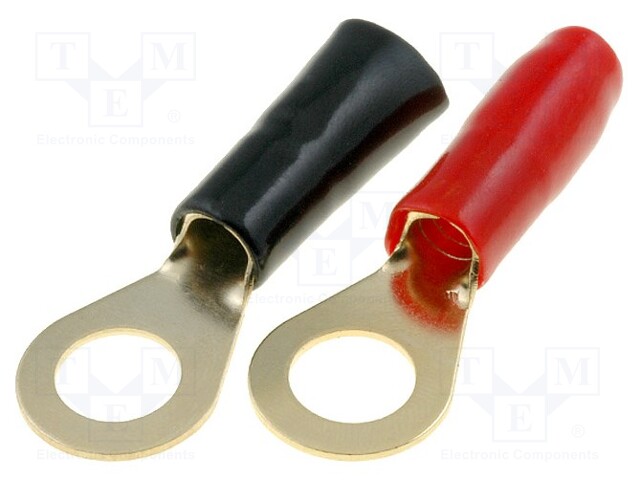 Terminal: ring; M8; 16mm2; gold-plated; insulated; red and black