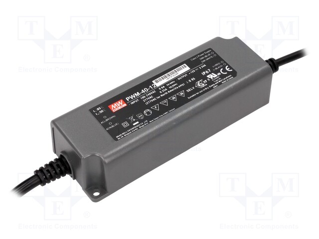 Power supply: switched-mode; for LED strips; 40.08W; 12VDC; 3.34A