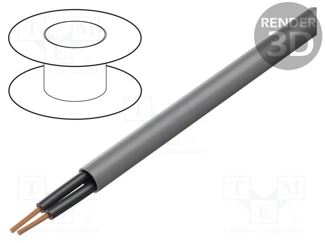 Wire; MEGAFLEX® 500-C; 2x0.75mm2; tinned copper braid; LSZH; grey