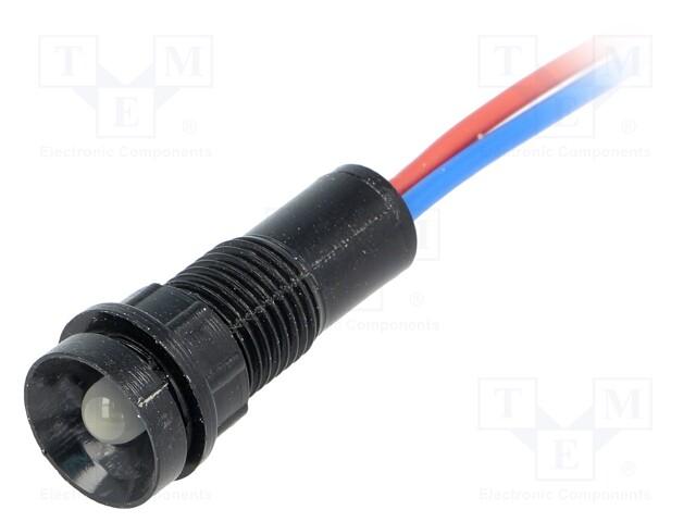 Indicator: LED; recessed; 12VDC; 12VAC; Cutout: Ø11mm; IP40; plastic