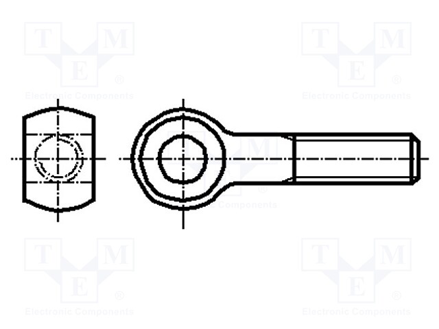Joint piece; Øhole: 10mm; Thread: M10; Mat: steel; L: 80mm; DIN: 444B