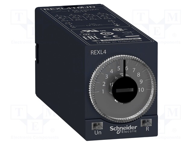 Time Delay Relay, 0.1 s, 100 h, Zelio REXL Series, 4PDT, 5 A