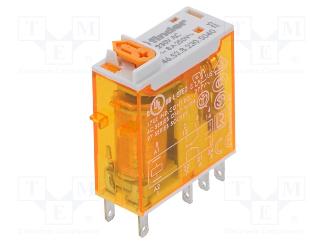 Relay: electromagnetic; DPDT; Ucoil: 230VAC; 8A/250VAC; 8A/30VDC
