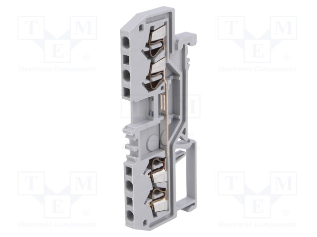 Splice terminal: rail; 1.5mm2; ways: 1; terminals: 4; grey; TS35