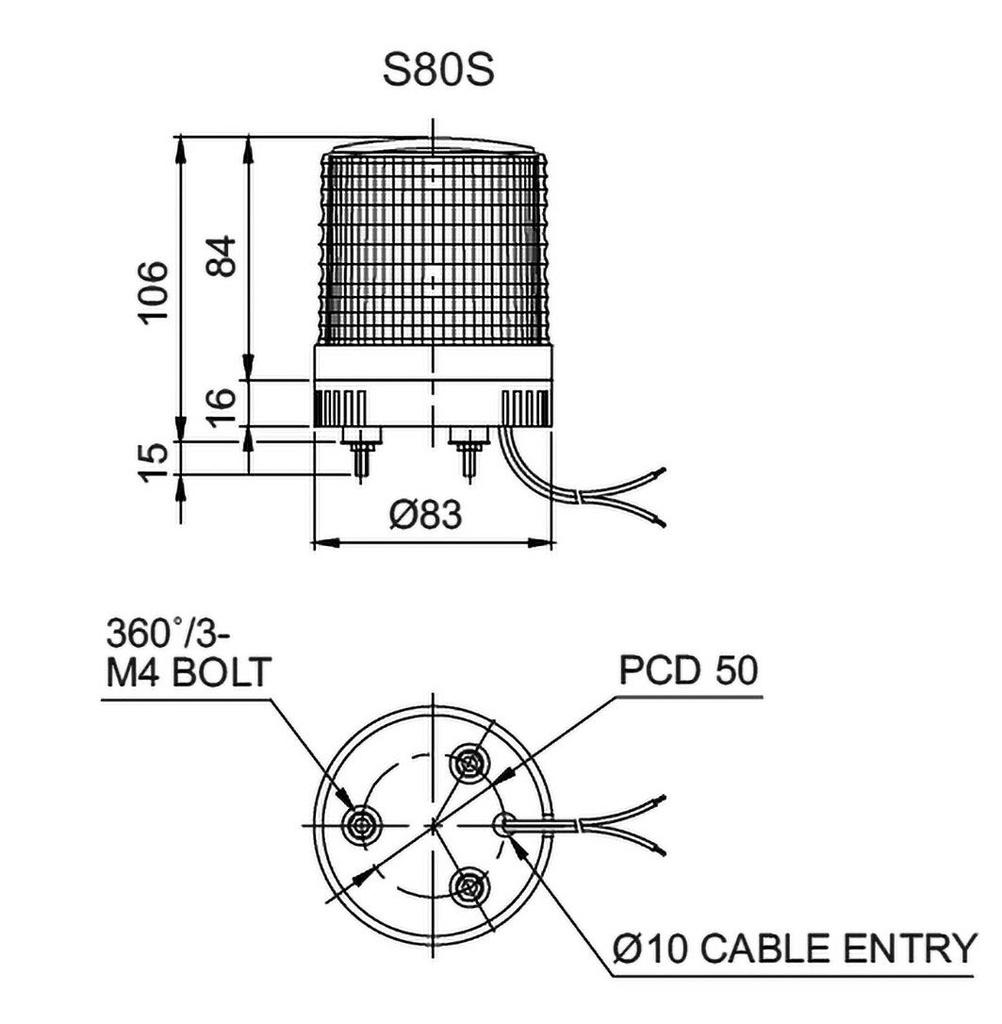 Signaller: lighting; flashing light; blue; Series: S80; 24VDC; IP44