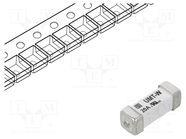 Fuse: fuse; time-lag; 20A; 125VAC; 125VDC; SMD; ceramic; copper