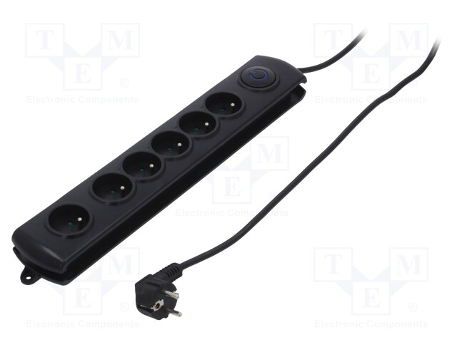 Plug socket strip: protective; Sockets: 6; 250VAC; 16A