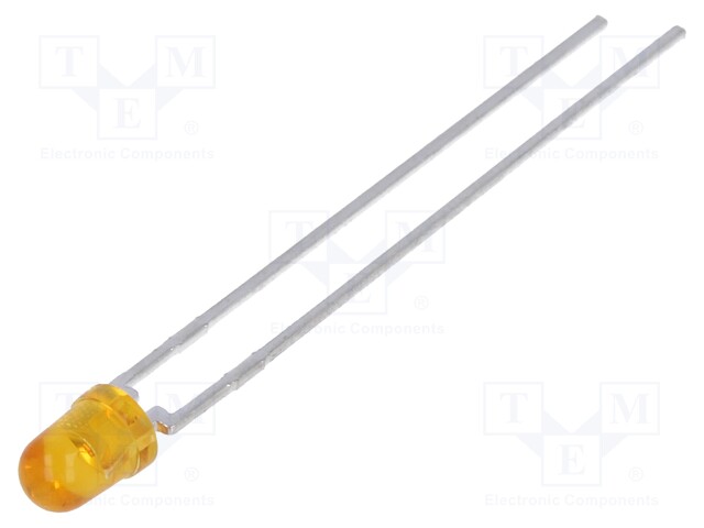 LED; 3mm; yellow; 9.2÷15mcd; 45°; Front: convex