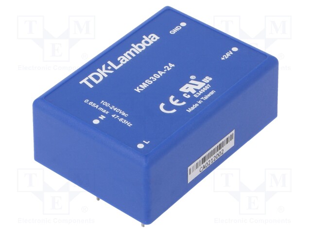 Converter: AC/DC; 30W; Uout: 24VDC; Iout: 1.25A; 86%; Mounting: THT