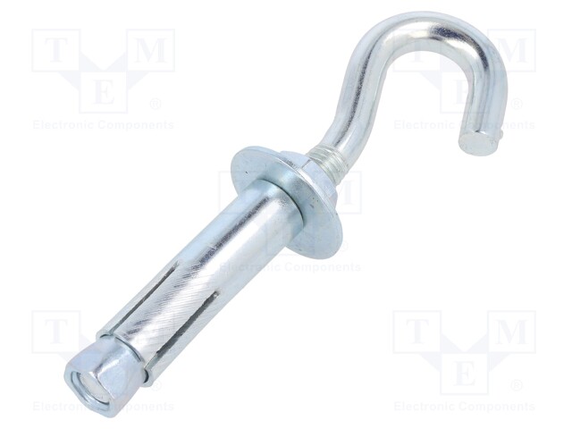 Hook; angular,with a anchor; steel; zinc; Thread len: 60mm