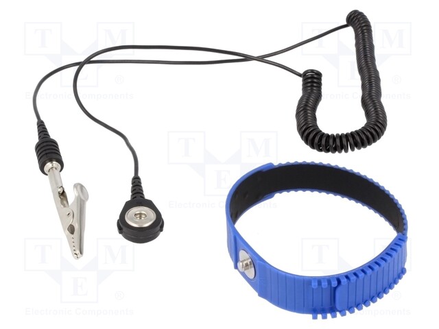 Wristband; ESD; Material: plastic; blue; 1MΩ