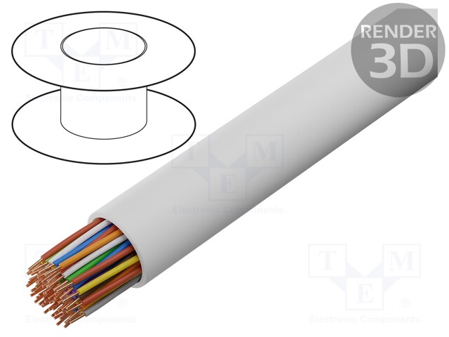 Wire; YTKSY; telecommunication; solid; Cu; 30x2x0,5mm2; PVC; white