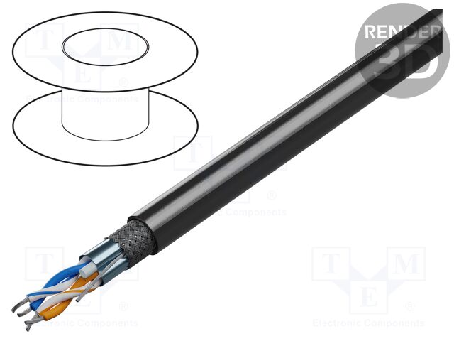 Wire; RS485; 2x2x24AWG; stranded; Cu; LSZH; chrome; 305m; CPR: Cca