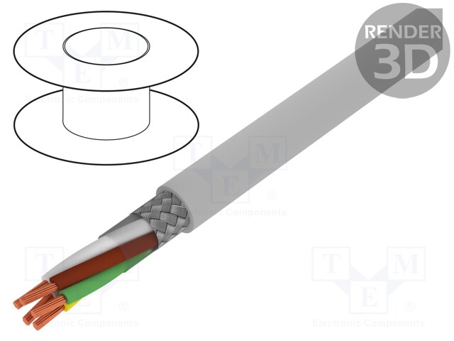Wire; BiT LiYCY; 5x1mm2; tinned copper braid; PVC; grey; 300/300V