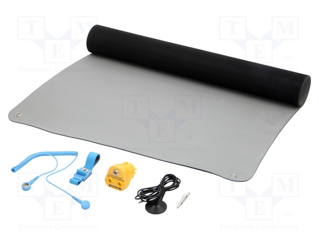 Bench mat; ESD; Dim: 600x900mm; D: 2mm; grey (bright)