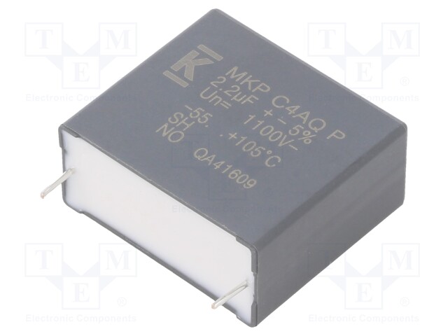 Capacitor: polypropylene; DC-Link; 2.2uF; ESR: 17.6mΩ; THT; ±5%