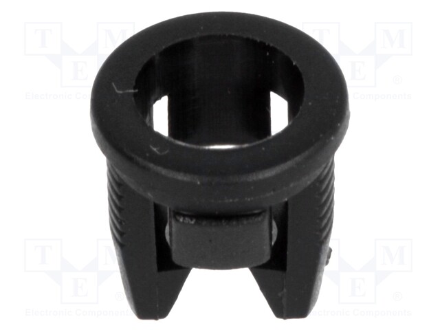 LED holder; 5mm; one-piece; black; UL94V-2; L: 8mm; Mat: polyamide