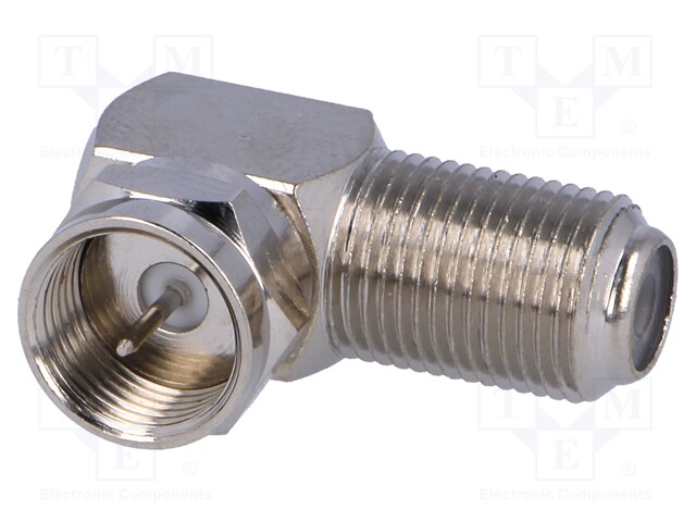 Coupler; F socket,F plug; angled 90°; 75Ω; polypropylene; 1GHz