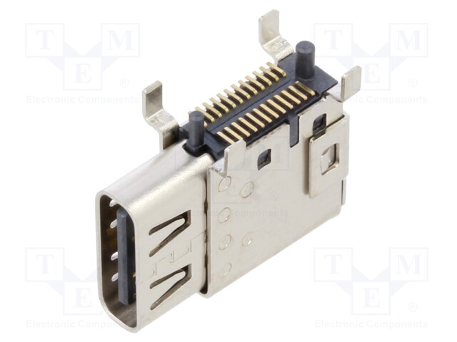 Socket; USB C; SMT; PIN: 24; side; top board mount; USB 3.2; 5A; 48V