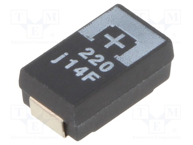 Capacitor: tantalum-polymer; 220uF; 6.3VDC; TPF; SMD; ±20%; 2000h