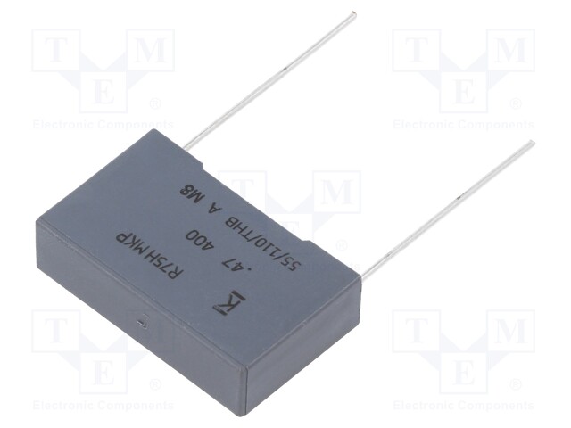 DC Film Capacitor, 0.47 µF, 400 V, Metallized PP, ± 5%, R75H Series, Radial Box