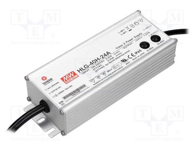 Power supply: switched-mode; LED; 40.08W; 24VDC; 22÷27VDC; 1÷1.67A