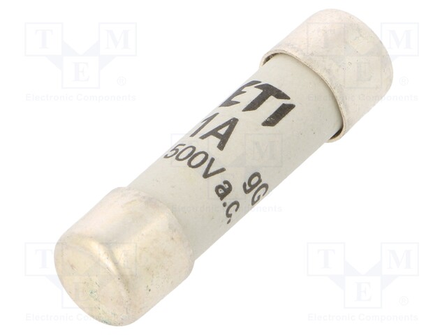 Fuse: fuse; gG; 1A; 500VAC; cylindrical; 10,3x38mm