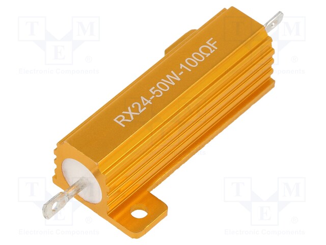 Resistor: wire-wound; with heatsink; 100Ω; 50W; ±1%; 50ppm/°C