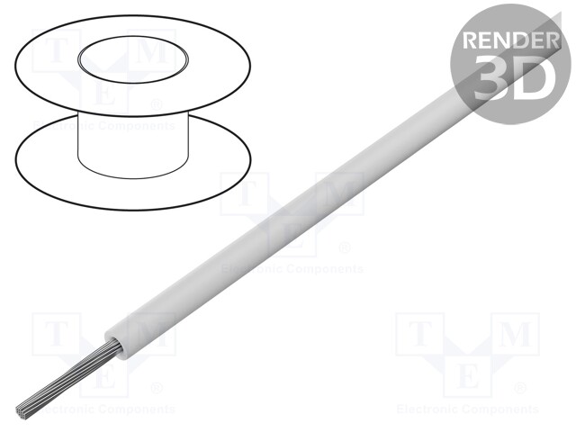 Wire; stranded; Cu; 22AWG; PTFE; white; 305m; CPR: no classification