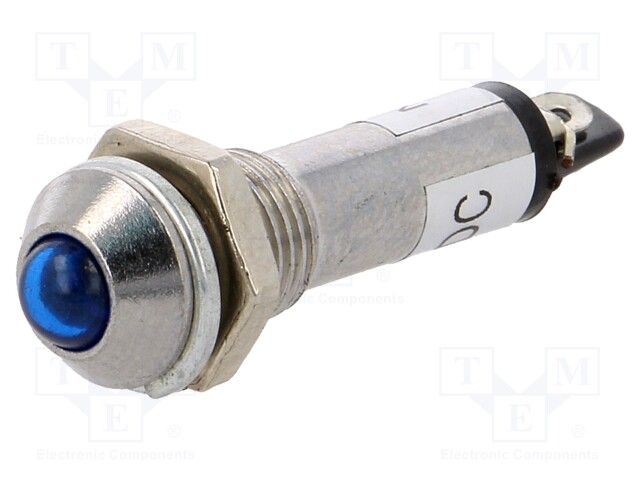 Indicator: LED; prominent; 12VDC; Cutout: Ø8.2mm; IP40; metal